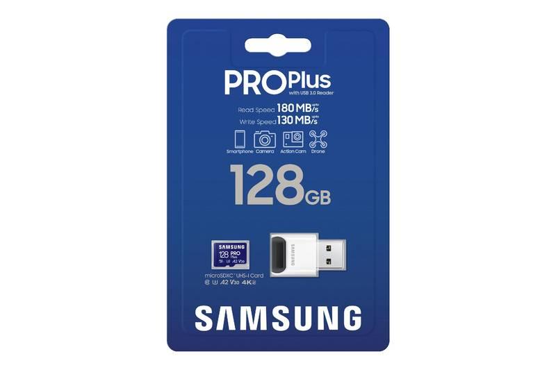 Paměťová karta Samsung PRO Plus MicroSDXC 128GB USB adaptér