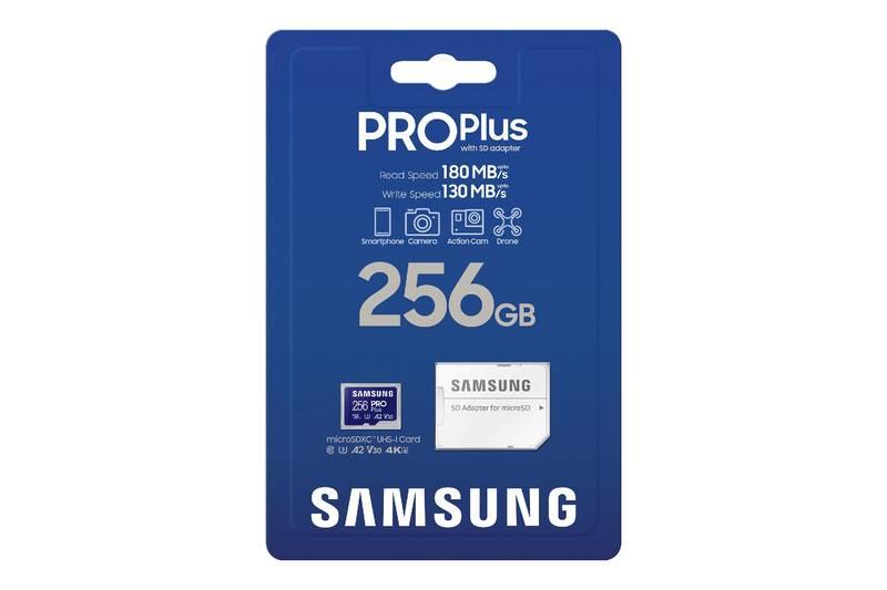 Paměťová karta Samsung PRO Plus MicroSDXC 256GB SD adapter