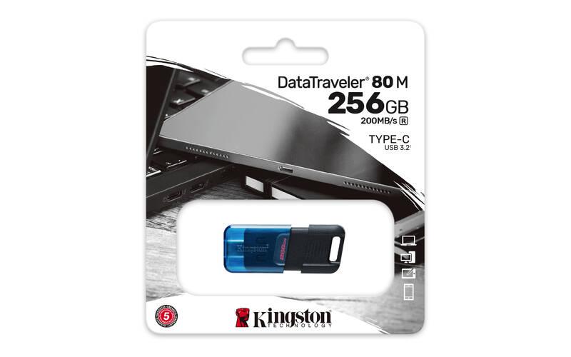 USB Flash Kingston DataTraveler 80 M 256GB, USB-C černý modrý, USB, Flash, Kingston, DataTraveler, 80, M, 256GB, USB-C, černý, modrý