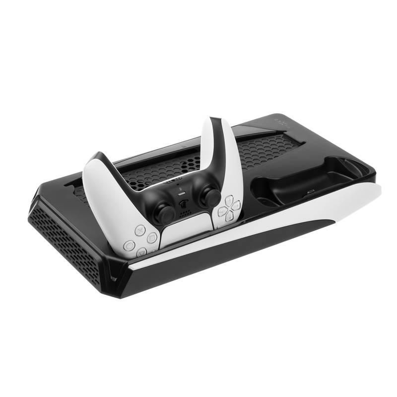 Dokovací stanice FIXED pro ovladač DualSense PlayStation 5 s hákem pro sluchátka černá bílá