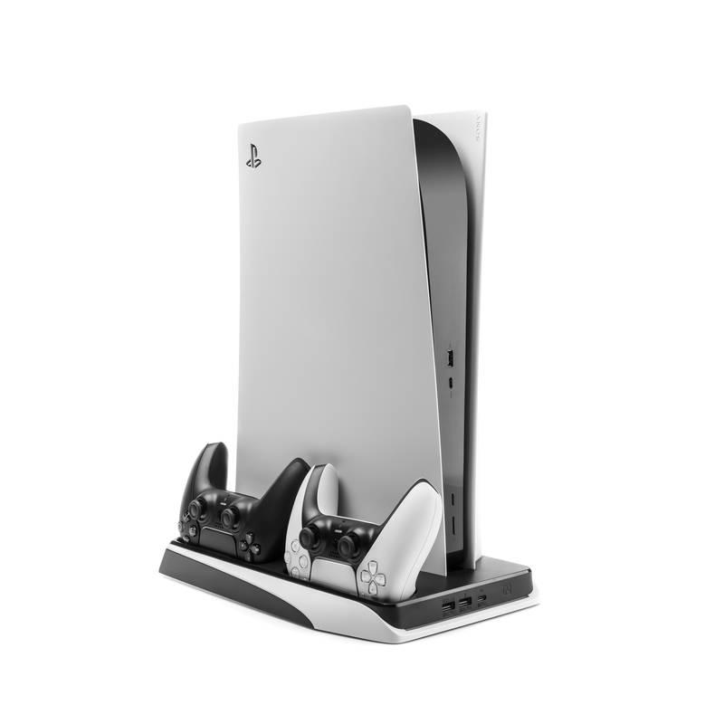 Dokovací stanice FIXED pro ovladač DualSense PlayStation 5 s hákem pro sluchátka černá bílá