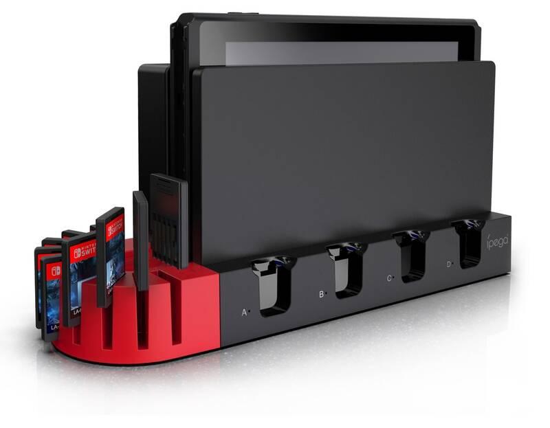 Dokovací stanice iPega SW071 pro Nintendo Switch Joy-con černá červená