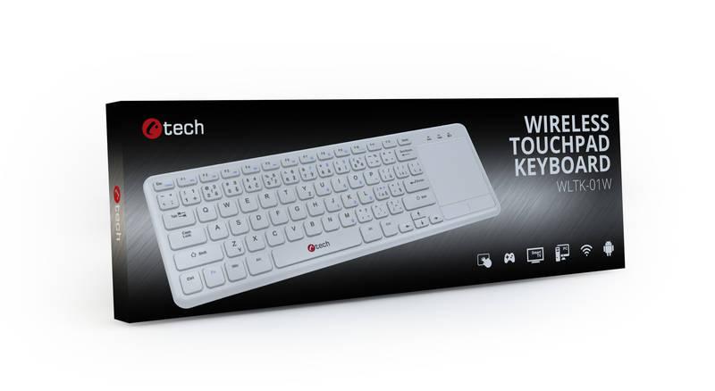 Klávesnice C-Tech WLTK-01, s touchpadem bílá