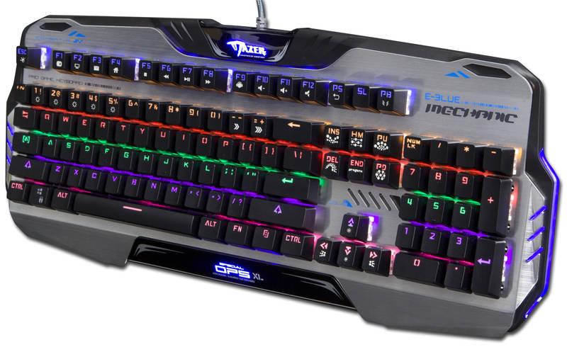 Klávesnice E-Blue Mazer Mechanical 729, US černá stříbrná