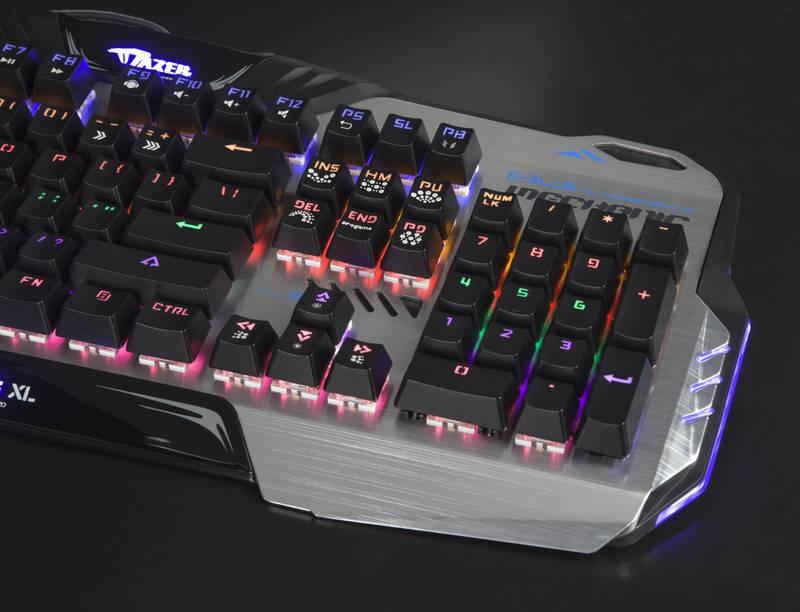Klávesnice E-Blue Mazer Mechanical 729, US černá stříbrná