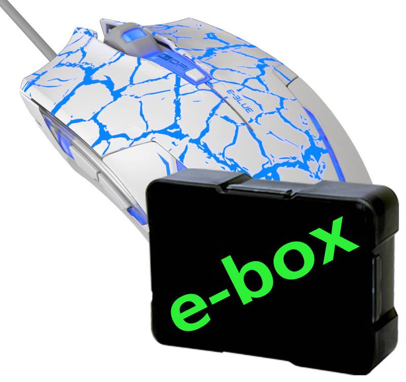 Myš E-Blue Cobra e-box bílá modrá, Myš, E-Blue, Cobra, e-box, bílá, modrá