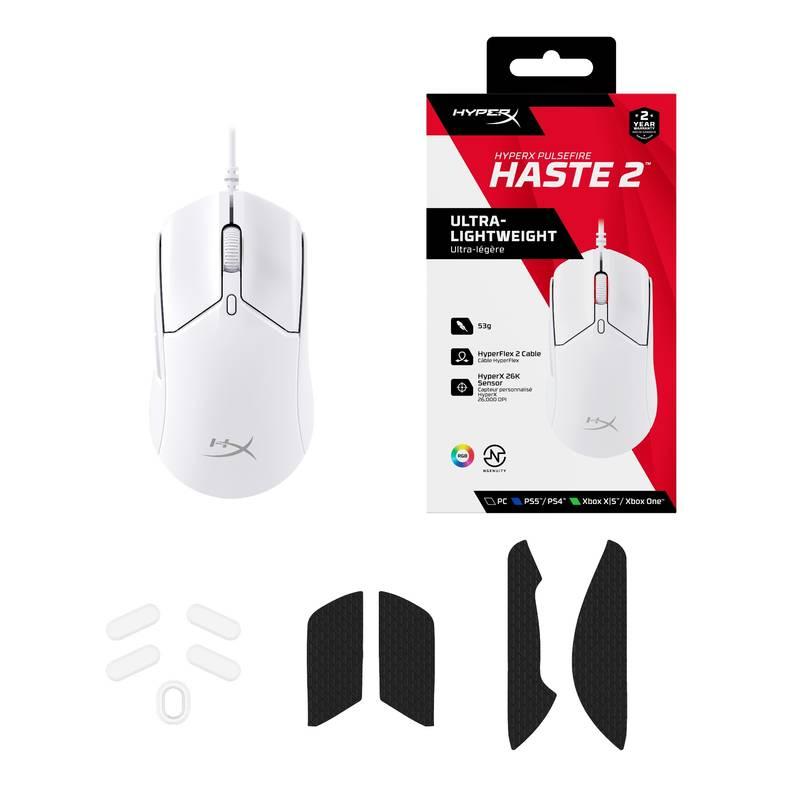 Myš HyperX Pulsefire Haste 2 bílá