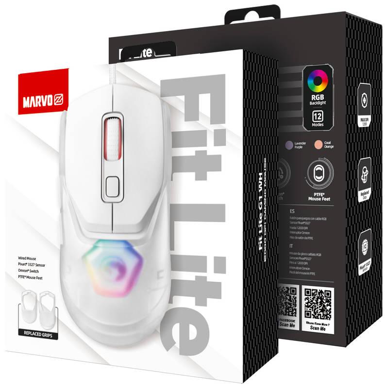 Myš Marvo FIT LITE G1 bílá