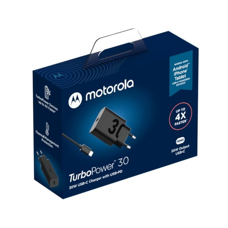 Nabíječka do sítě Motorola TurboPower 30W, 1x USB-C USB-C kabel 1m černá