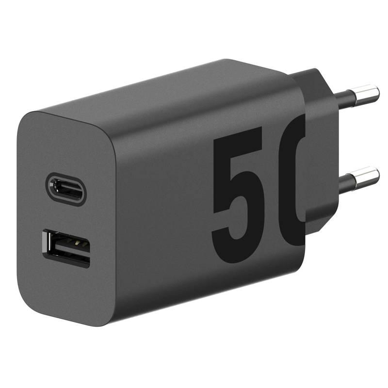 Nabíječka do sítě Motorola TurboPower 50W, 1x USB-C, 1x USB USB-C kabel 1m černá