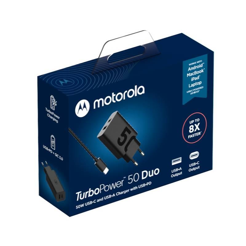 Nabíječka do sítě Motorola TurboPower 50W, 1x USB-C, 1x USB USB-C kabel 1m černá