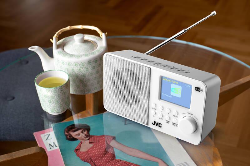 Radiopřijímač s DAB JVC RA-E611W-DAB bílý