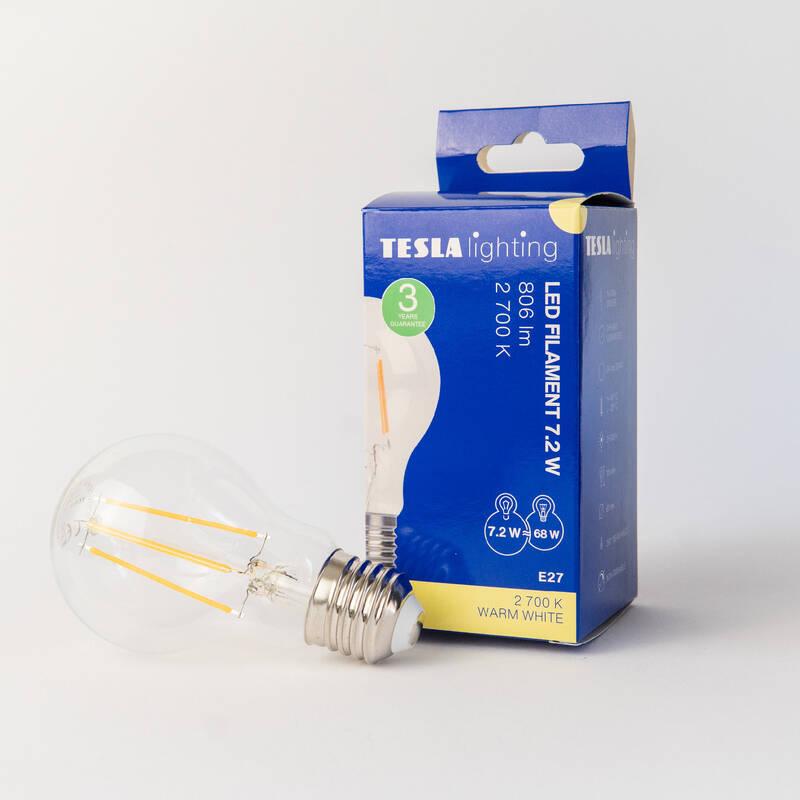 Žárovka LED Tesla filament klasik E27, 7,2W, teplá bílá