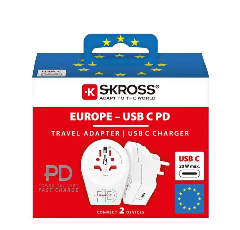 Cestovní adaptér SKROSS Europe USB C20PD pro cizince v ČR, USB-C, PD 20W