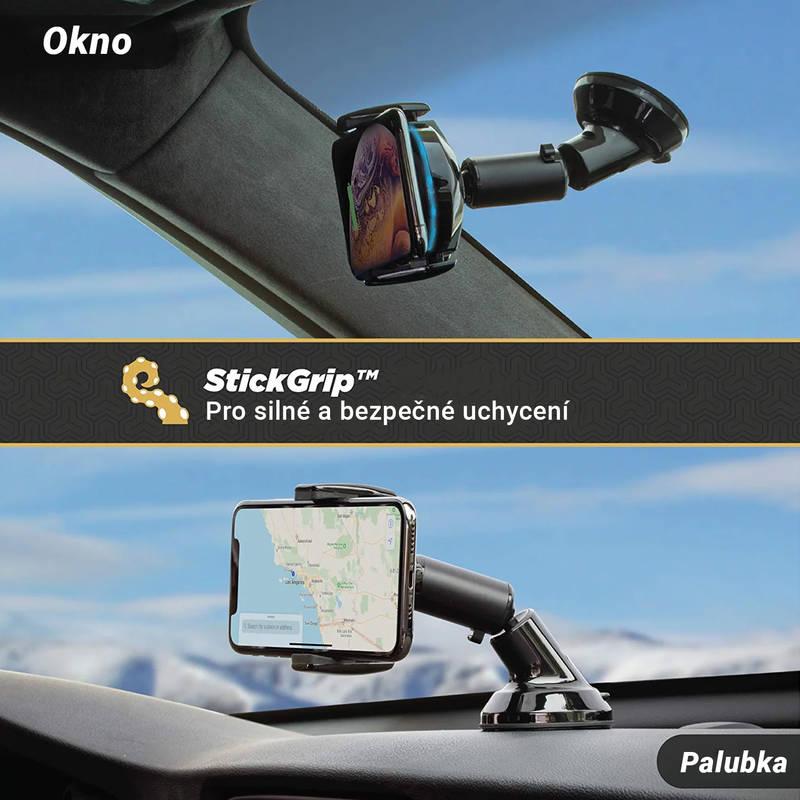 Držák na mobil SCOSCHE MagicGrip s Qi nabíjením, kloubem a přísavkou na okno palubní desku