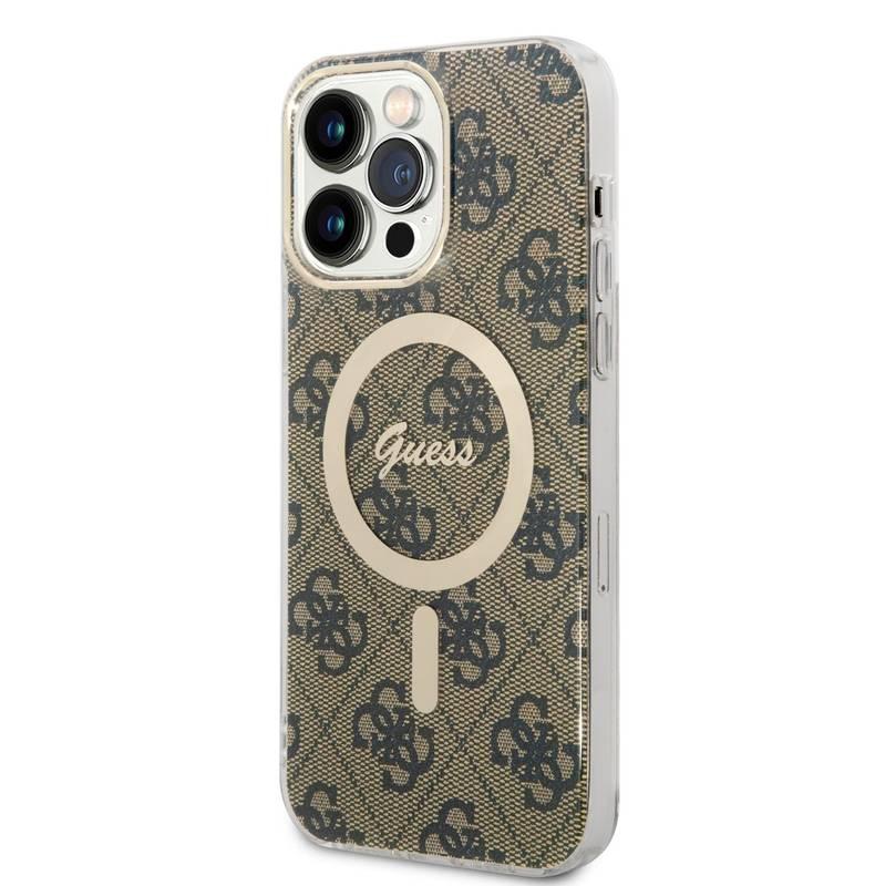Kryt na mobil Guess 4G IML MagSafe na Apple iPhone 14 Pro Max hnědý
