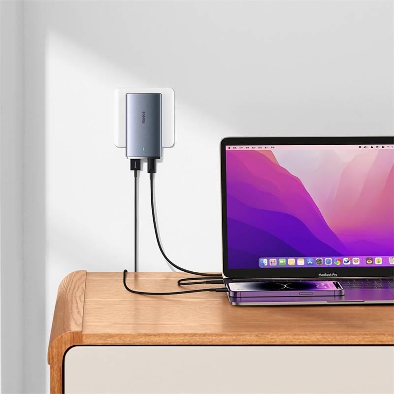 Nabíječka do sítě Baseus GaN5 Pro 65 W USB-C USB-A šedá