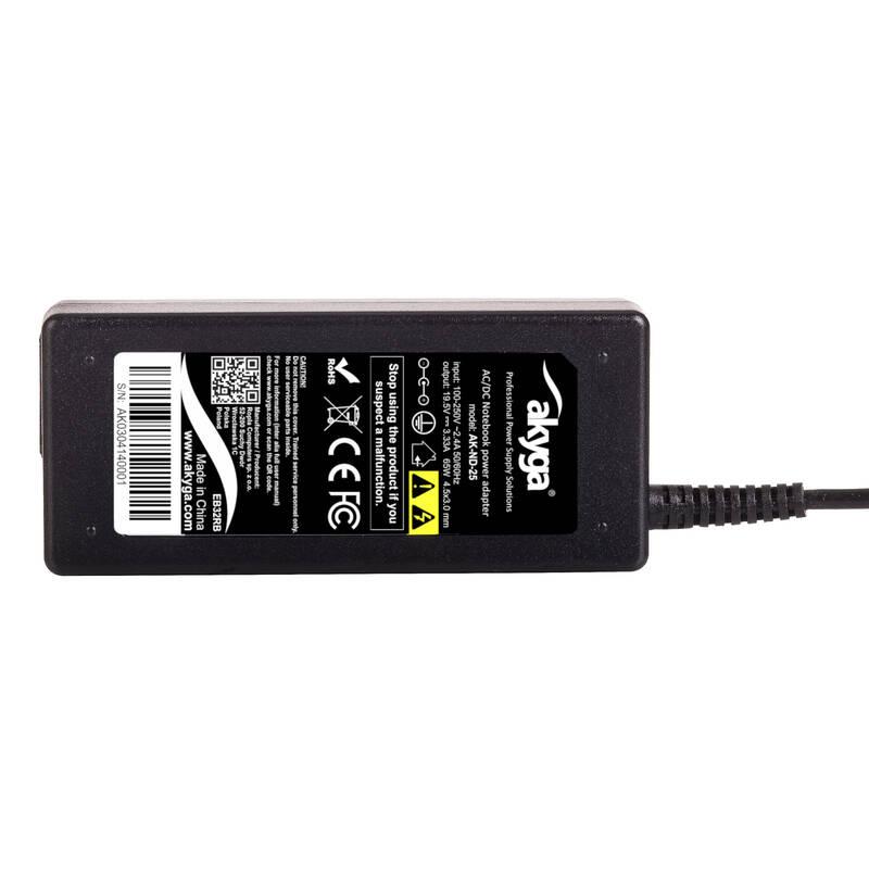 Napájecí adaptér Akyga pro notebook 19.5V 3.33A 65W 4.5x3.0 mm pin pro HP