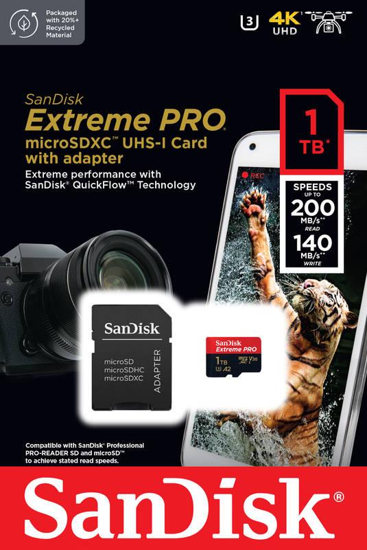 Paměťová karta SanDisk Micro SDXC Extreme Pro 1 TB UHS-I U3 adaptér, Paměťová, karta, SanDisk, Micro, SDXC, Extreme, Pro, 1, TB, UHS-I, U3, adaptér