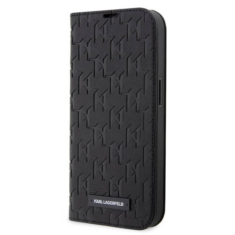 Pouzdro na mobil flipové Karl Lagerfeld PU Saffiano Monogram Book na iPhone 14 Pro Max černé