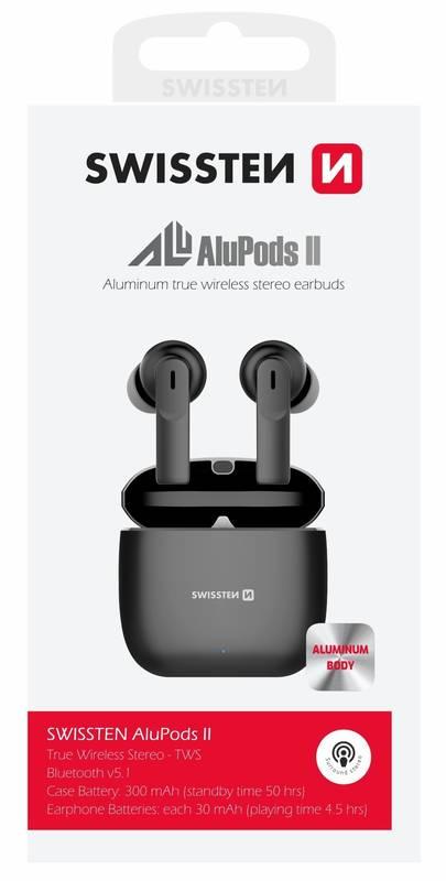 Sluchátka Swissten Alupods II černá
