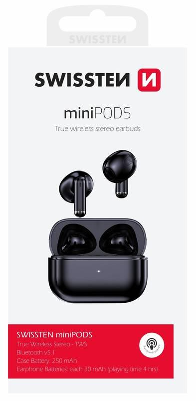 Sluchátka Swissten Minipods černá