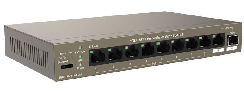 Switch Tenda TEG1110PF-8-102W šedá