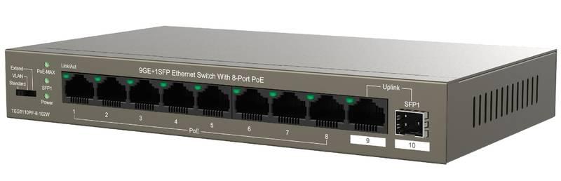 Switch Tenda TEG1110PF-8-102W šedá