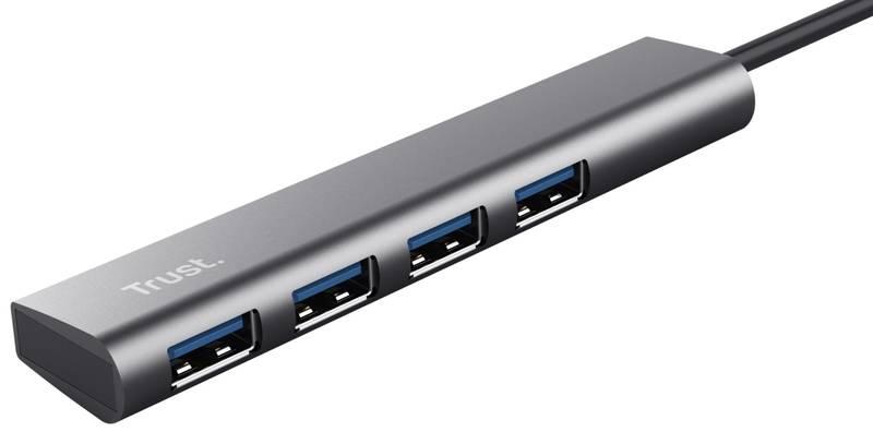 USB Hub Trust Halyx Aluminium USB-C 4x USB 3.2 Gen1 stříbrný, USB, Hub, Trust, Halyx, Aluminium, USB-C, 4x, USB, 3.2, Gen1, stříbrný