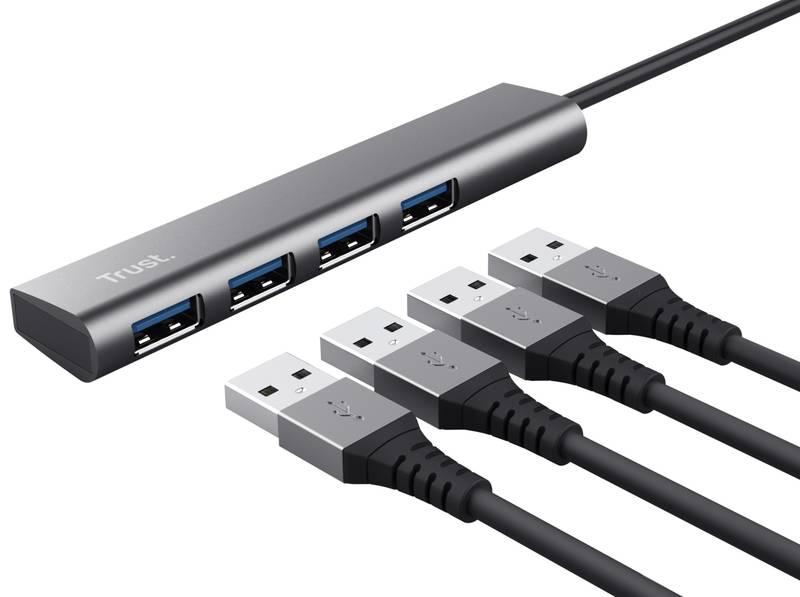 USB Hub Trust Halyx Aluminium USB-C 4x USB 3.2 Gen1 stříbrný