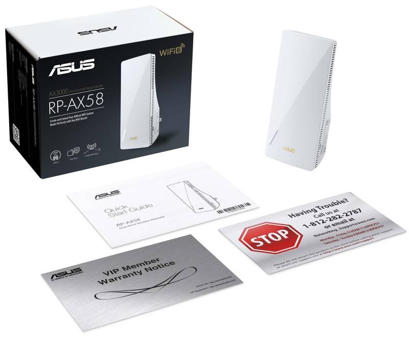 WiFi extender Asus RP-AX58, AX3000 bílý, WiFi, extender, Asus, RP-AX58, AX3000, bílý