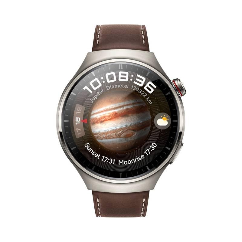 Chytré hodinky Huawei Watch 4 Pro - Aerospace-Grade Titanium Alloy Case Dark Brown Leather
