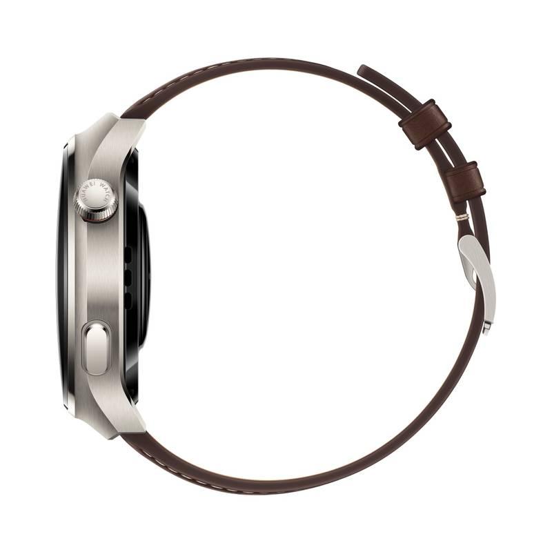 Chytré hodinky Huawei Watch 4 Pro - Aerospace-Grade Titanium Alloy Case Dark Brown Leather