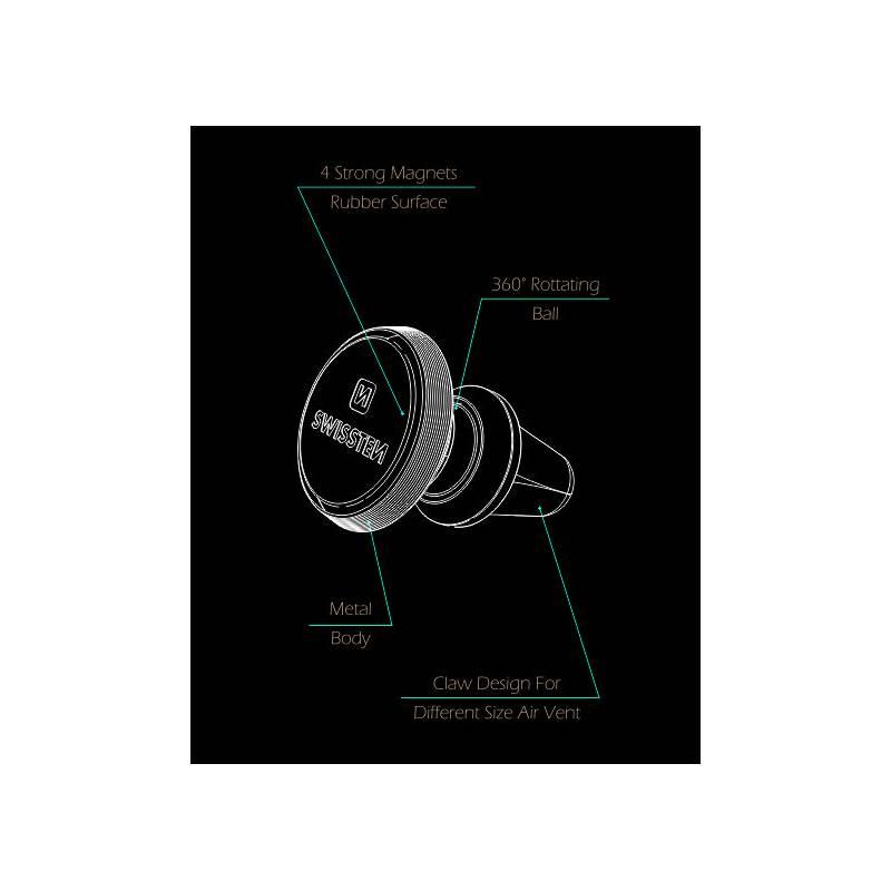 Držák na mobil Swissten S-Grip AV-M9 do ventilace černý, Držák, na, mobil, Swissten, S-Grip, AV-M9, do, ventilace, černý