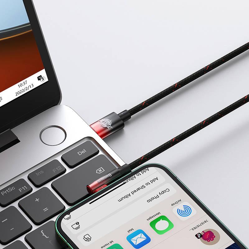 Kabel Baseus USB-C Lightning, 20W, 1m černý červený
