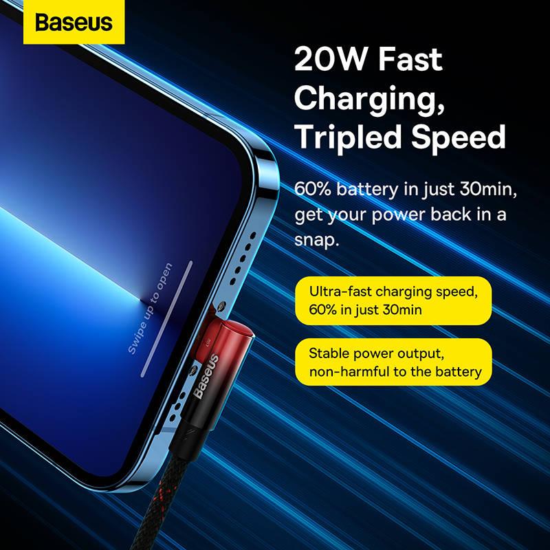 Kabel Baseus USB-C Lightning, 20W, 1m černý červený, Kabel, Baseus, USB-C, Lightning, 20W, 1m, černý, červený