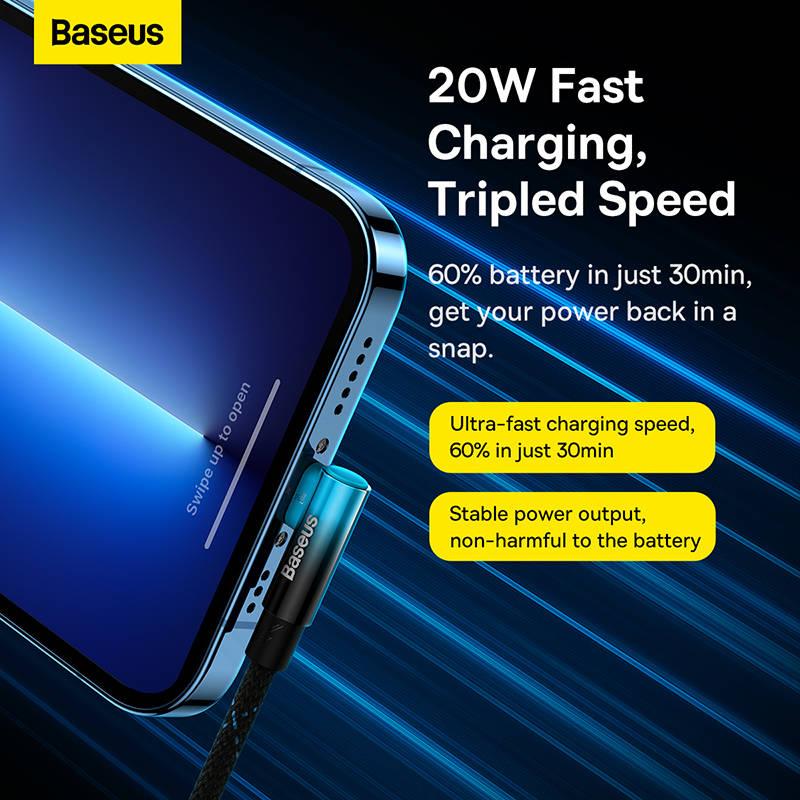 Kabel Baseus USB-C Lightning, 20W, 1m černý modrý