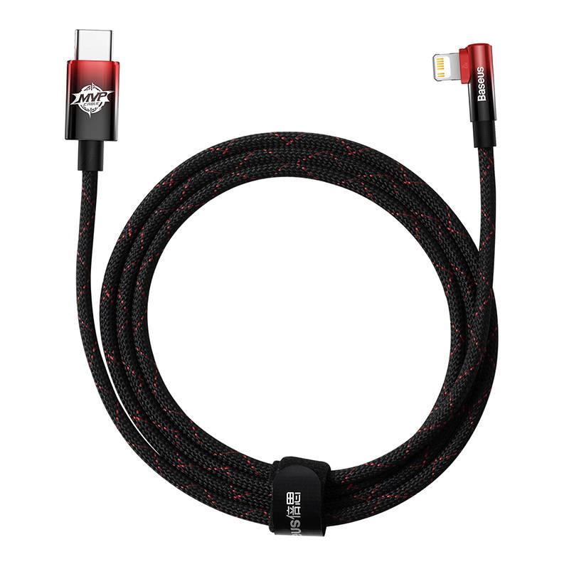 Kabel Baseus USB-C Lightning, 20W, 2m černý červený, Kabel, Baseus, USB-C, Lightning, 20W, 2m, černý, červený