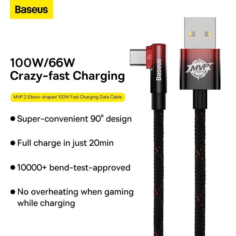 Kabel Baseus USB USB-C 100W, 1m černý červený, Kabel, Baseus, USB, USB-C, 100W, 1m, černý, červený