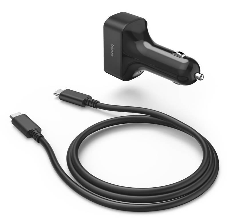 Napájecí adaptér Hama USB-C do auta, Power Delivery, 5-20 V, 65 W, 1,5 m
