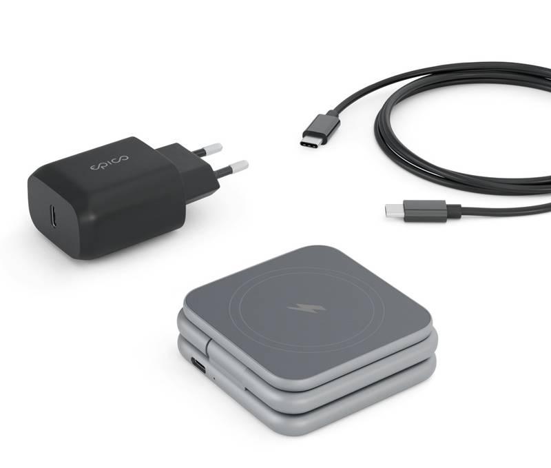 Bezdrátová nabíječka Epico Mag Foldable Wireless Charger šedá