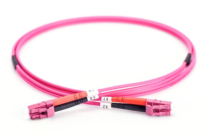 Kabel Digitus Optic Patch, LC LC, Multimode, OM4, 50 125 µ, 1m růžový