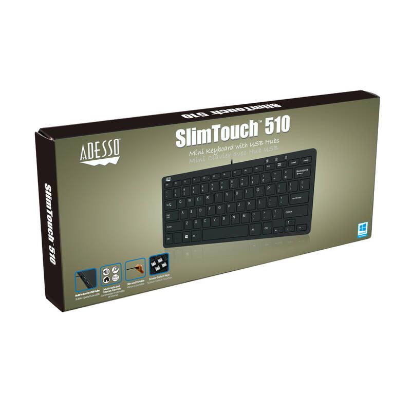 Klávesnice Adesso SlimTouch 510 černá, Klávesnice, Adesso, SlimTouch, 510, černá