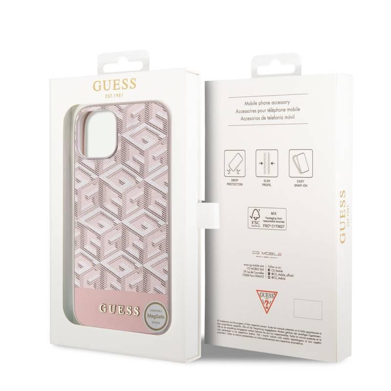 Kryt na mobil Guess PU G Cube MagSafe na Apple iPhone 13 růžový, Kryt, na, mobil, Guess, PU, G, Cube, MagSafe, na, Apple, iPhone, 13, růžový
