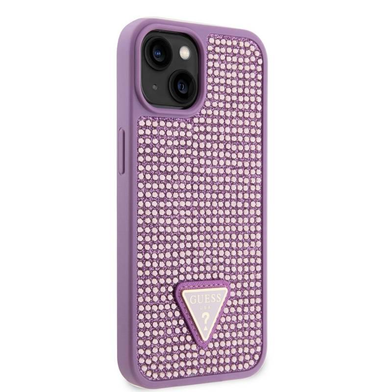 Kryt na mobil Guess Rhinestones Triangle Metal Logo na Apple iPhone 14 fialový