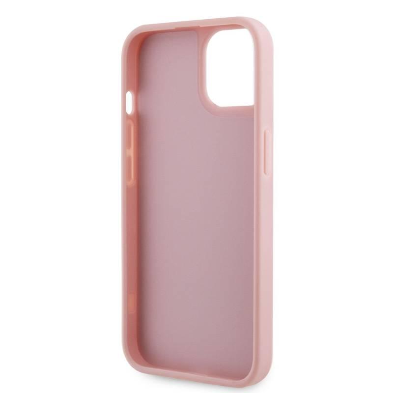 Kryt na mobil Guess Rhinestones Triangle Metal Logo na Apple iPhone 14 růžový