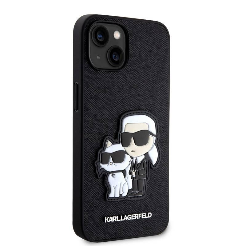 Kryt na mobil Karl Lagerfeld PU Saffiano Karl and Choupette NFT na Apple iPhone 14 černý