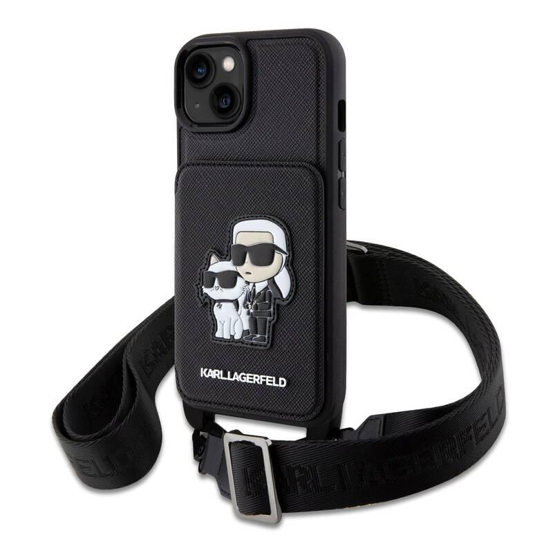 Kryt na mobil Karl Lagerfeld Saffiano Crossbody Karl and Choupette NFT na Apple iPhone 14 černý