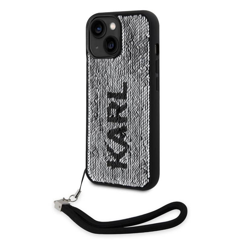 Kryt na mobil Karl Lagerfeld Sequins Reversible na Apple iPhone 14 černý stříbrný, Kryt, na, mobil, Karl, Lagerfeld, Sequins, Reversible, na, Apple, iPhone, 14, černý, stříbrný