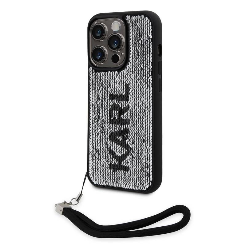 Kryt na mobil Karl Lagerfeld Sequins Reversible na Apple iPhone 14 Pro černý stříbrný